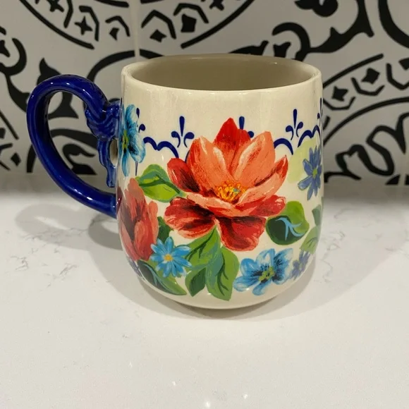Pioneer Woman Spring Bouquet Ceramic Mug Floral Blue Cup 16oz - Picture 1 of 6